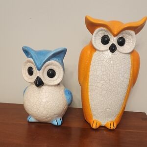 Enchanted Owls Colorful Ceramic Owl Figurines